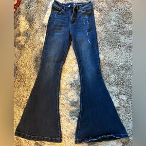 KanCan Size 24 Ultra Hi Rise Super Flare Dark Blue Jeans